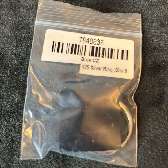 Simulated White and Blue Diamond Ring in Rhodium Over Sterling Silver 1.80ctw - Picture 7 of 8